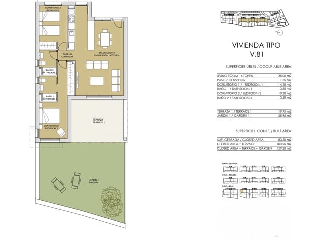 3 slaapkamer Appartement te koop in Pinar de Campoverde, Pilar de la Horadada met zwembad garage - € 334.900 (Ref: 9297587)