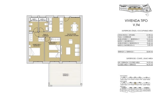 3 slaapkamer Appartement te koop in Pinar de Campoverde, Pilar de la Horadada met zwembad garage - € 334.900 (Ref: 9297587)
