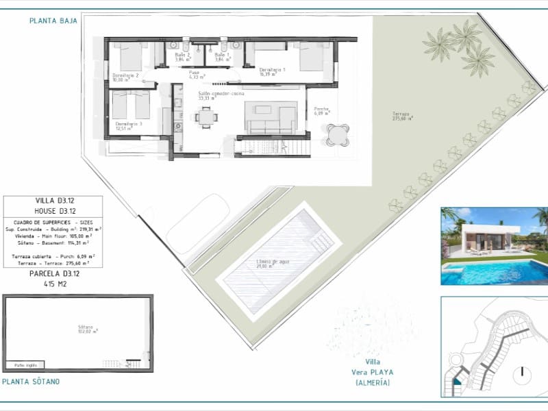 Villa til salgs i Vera med garasje - € 465 000 (Ref: 9085919)