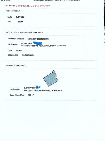 Grunde uden byggetilladelser til salg i San Vicente / Sant Vicent del Raspeig - € 550.000 (Ref: 9753738)