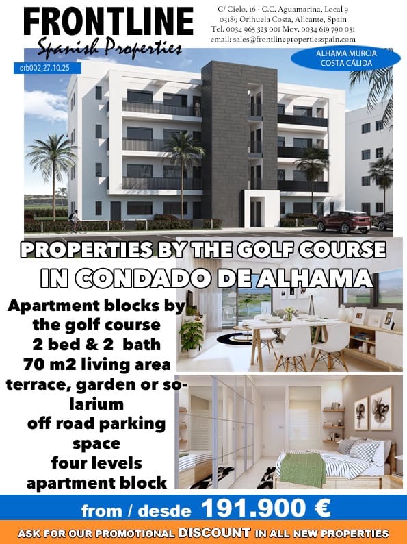 2 bedroom Apartment for sale in Alhama de Murcia with pool - € 191,900 (Ref: 8592015)