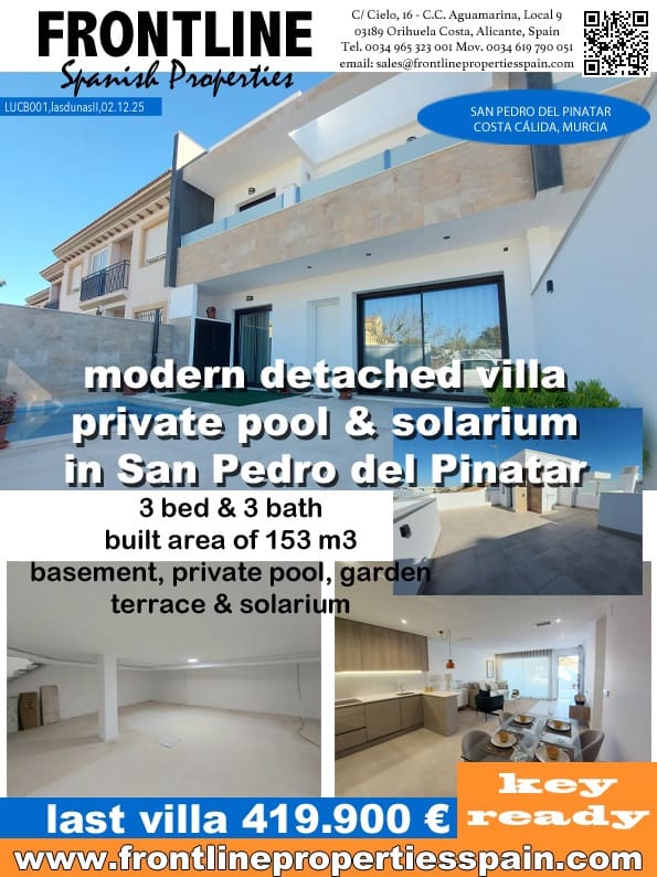 3 chambre Maison de Ville à vendre à San Pedro del Pinatar avec piscine garage - 419 900 € (Ref: 9428634)