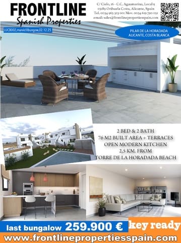 2 bedroom Bungalow for sale in Pilar de la Horadada ciudad, Pilar de la Horadada with pool garage - € 259,900 (Ref: 9431762)