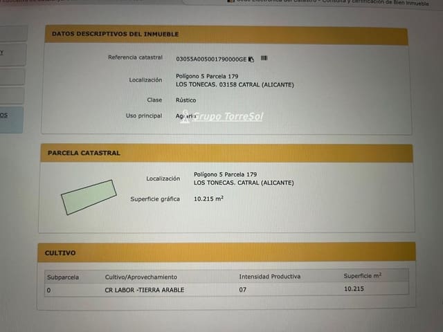 Bauplatz zu verkaufen in Catral - 109.000 € (Ref: 10176049)