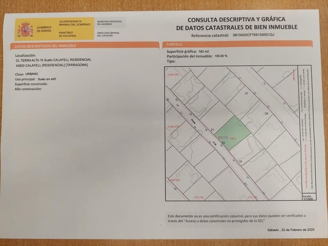 Byggetomt til salgs i Calafell - € 215 000 (Ref: 9151863)