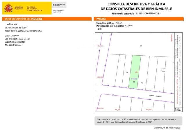 Byggetomt til salgs i Torredembarra - € 399 000 (Ref: 9534664)