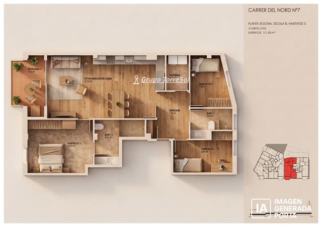 3 sypialnia Mieszkanie na sprzedaż w Torredembarra - 290 000 € (Ref: 9731211)