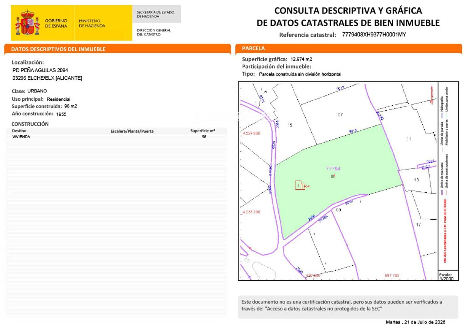 Building Plot for sale in Elche / Elx - € 1,300,000 (Ref: 9971711)