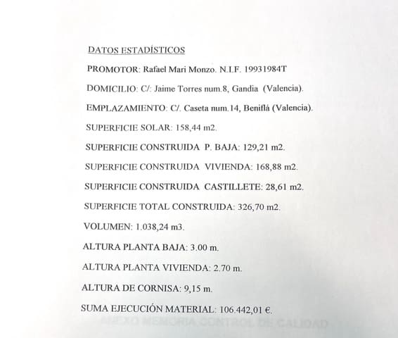 Building Plot for sale in Beniflá - € 52,000 (Ref: 8268194)