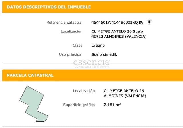 Building Plot for sale in Almoines - € 600,000 (Ref: 8662620)