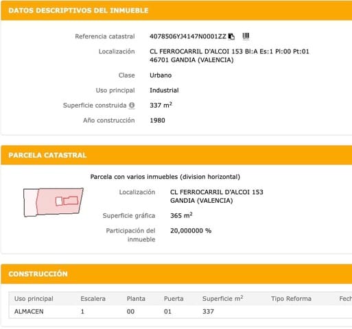 Erhverv til salg i Gandia - € 105.000 (Ref: 9095163)