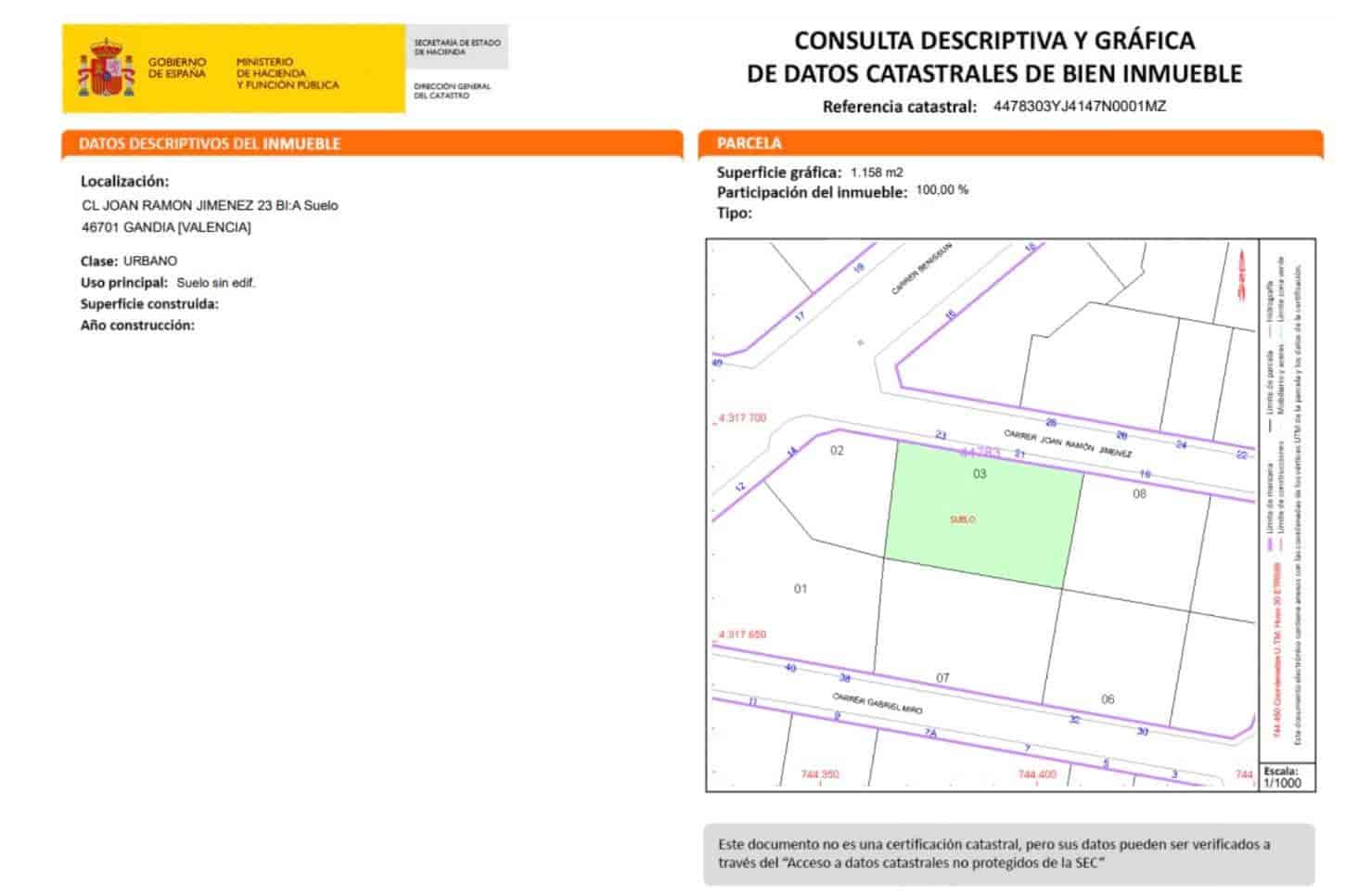 Tontti myytävänä paikassa Gandia - 750 000 € (Ref: 9398452)