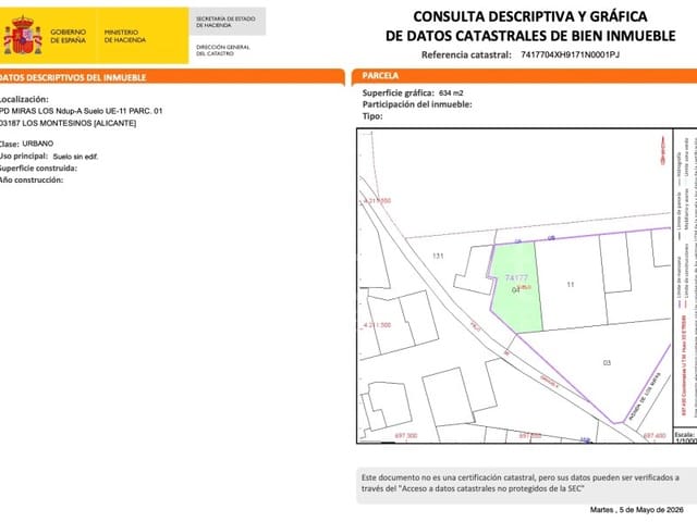 Bauplatz zu verkaufen in Los Montesinos - 199.500 € (Ref: 6079596)