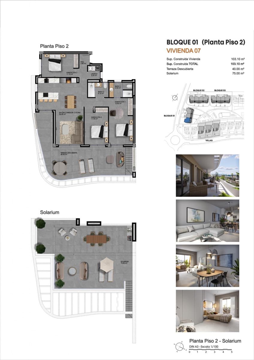 3 makuuhuone Kattohuoneisto myytävänä paikassa Finestrat mukana uima-altaan - 580 000 € (Ref: 10025624)