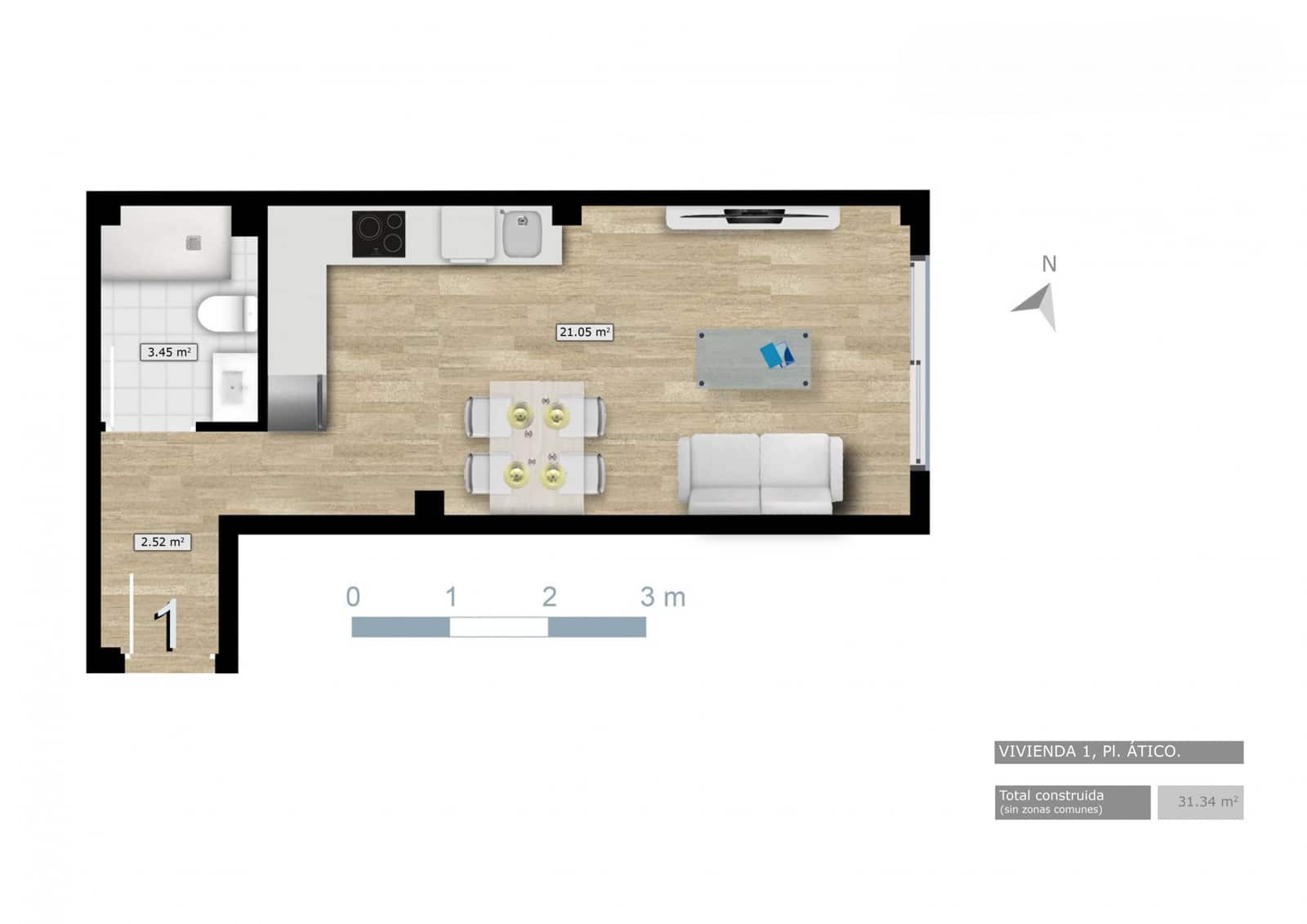 1 soveværelse Penthouse til salg i Torrevieja med swimmingpool garage - € 141.000 (Ref: 10173949)