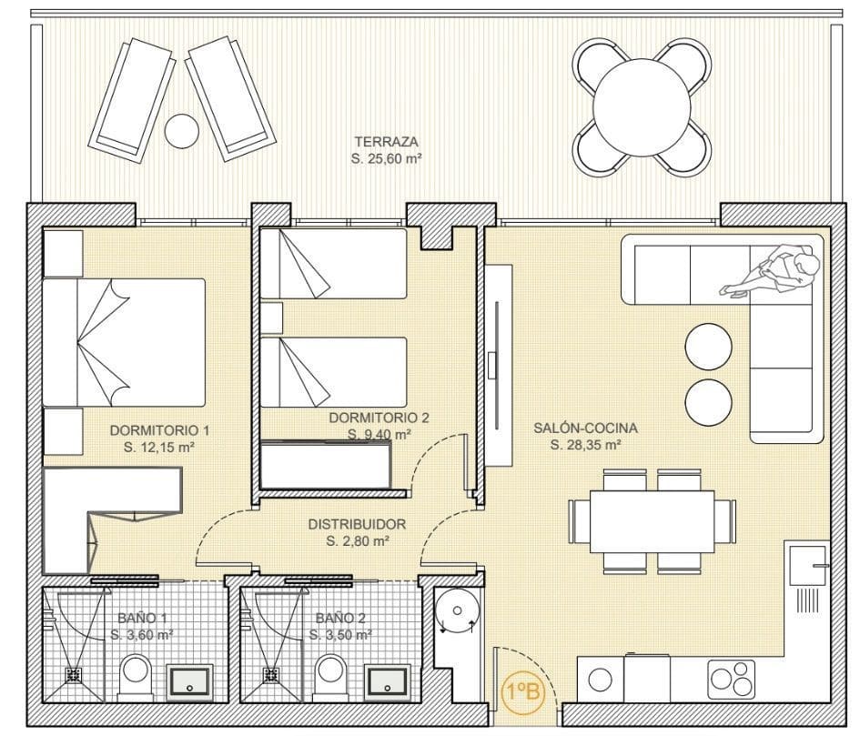 2 makuuhuone Huoneisto myytävänä paikassa Finestrat mukana uima-altaan - 290 000 € (Ref: 8327950)