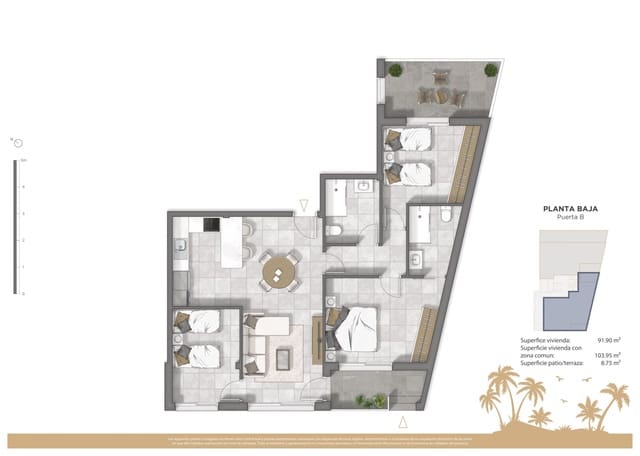 3 soveværelse Studio til salg i Guardamar del Segura med swimmingpool - € 334.500 (Ref: 9020824)