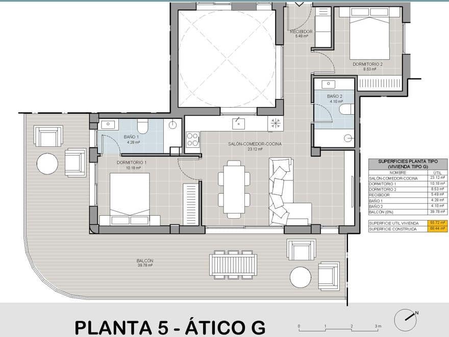2 chambre Penthouse à vendre à Torrevieja avec piscine - 350 000 € (Ref: 9390698)