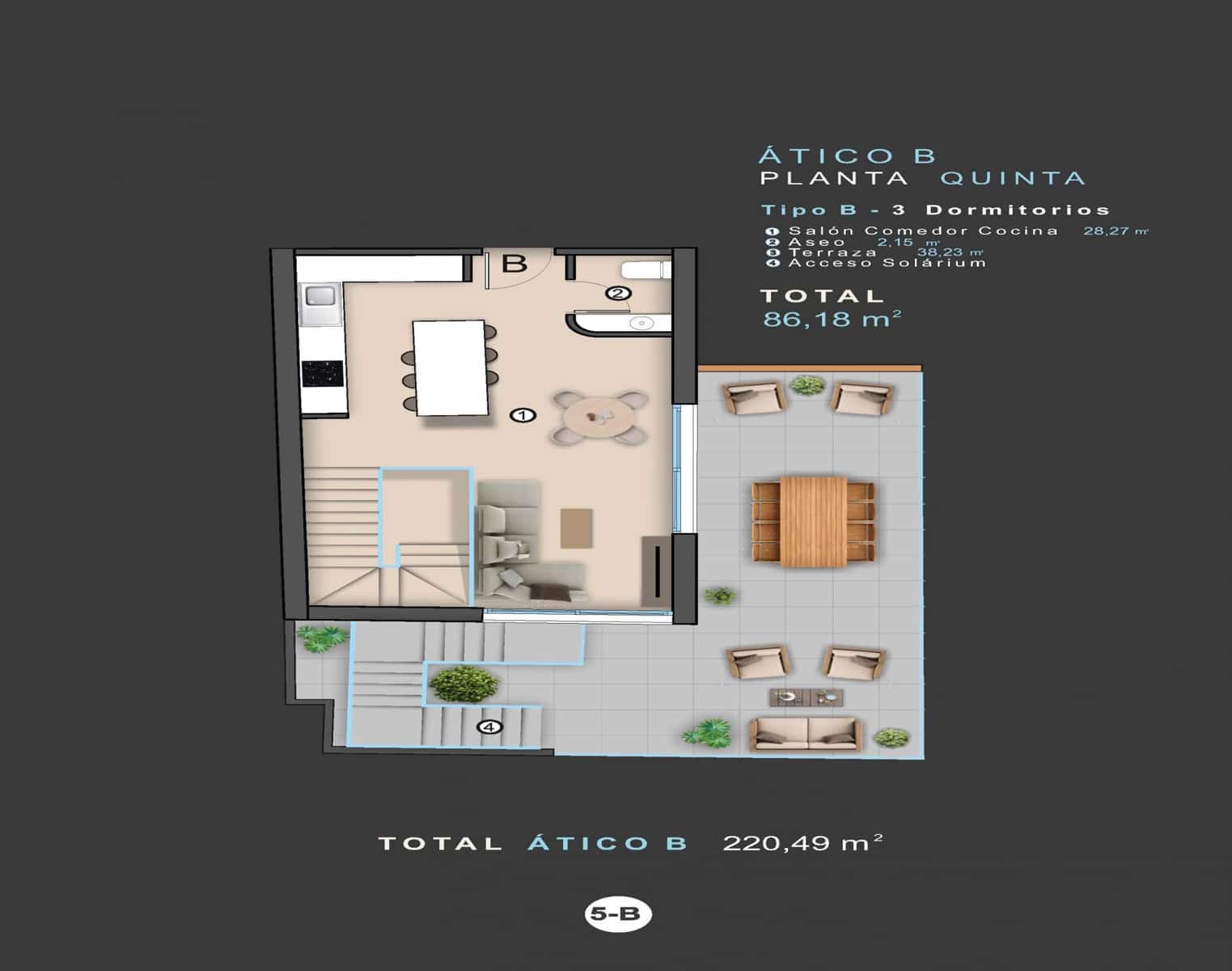 Ático de 3 habitaciones en Torrevieja en venta - 488.000 € (Ref: 9634172)