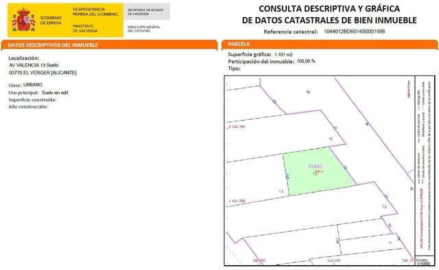 Bauplatz zu verkaufen in El Vergel / Verger - 105.000 € (Ref: 9721640)