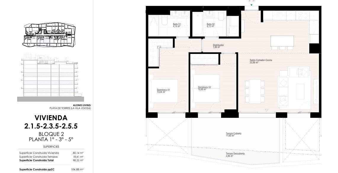 2 soverom Leilighet til salgs i La Villajoyosa / Vila Joiosa med svømmebasseng garasje - € 453 000 (Ref: 9998793)