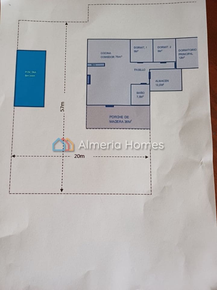 3 sypialnia Finka/Dom wiejski na sprzedaż w Seron z basenem - 120 000 € (Ref: 8925088)