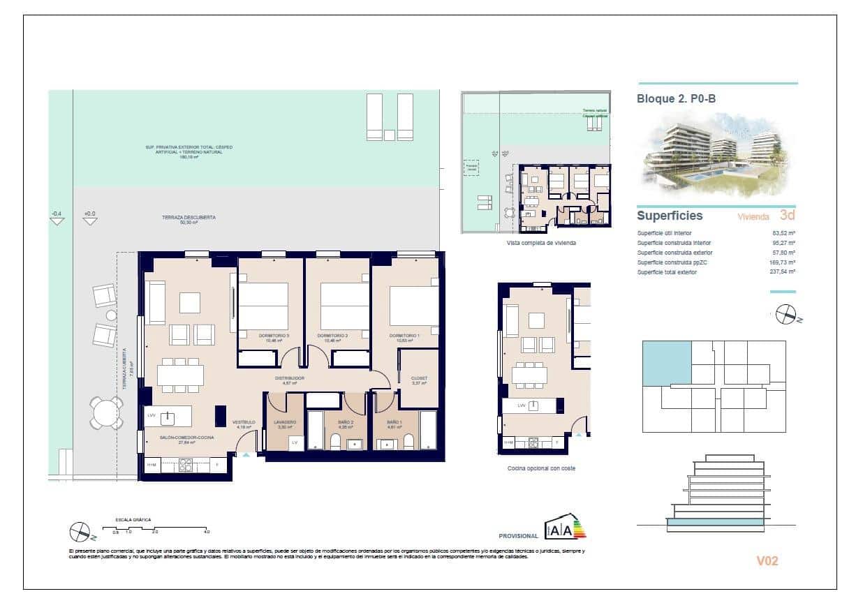3 sypialnia Apartament na sprzedaż w La Villajoyosa / Vila Joiosa z basenem garażem - 485 000 € (Ref: 10043668)