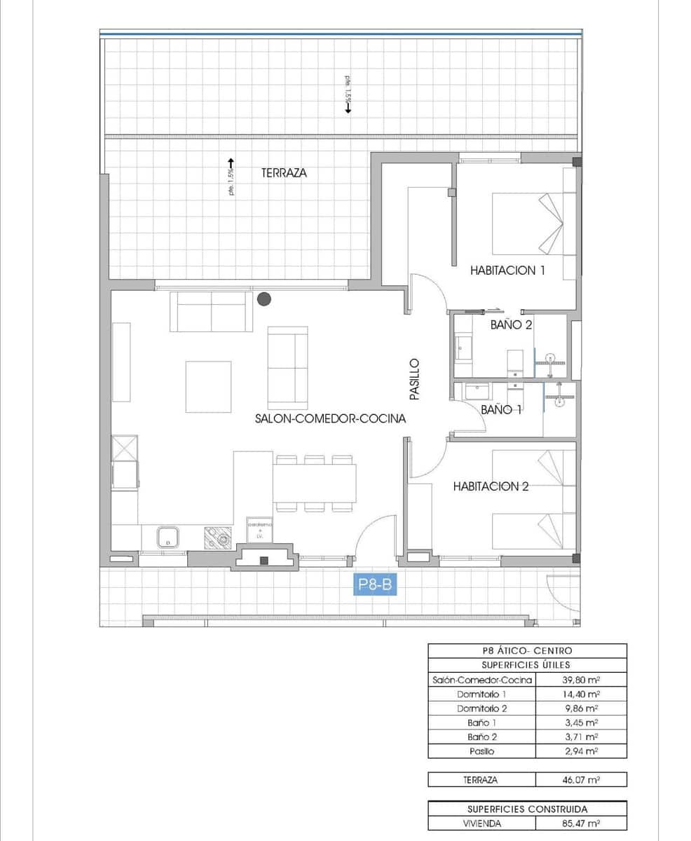 2 quarto Penthouse para venda em La Villajoyosa / Vila Joiosa com piscina garagem - 550 000 € (Ref: 10043699)