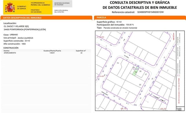 Garage for sale in Ponferrada - € 27,000 (Ref: 9543729)