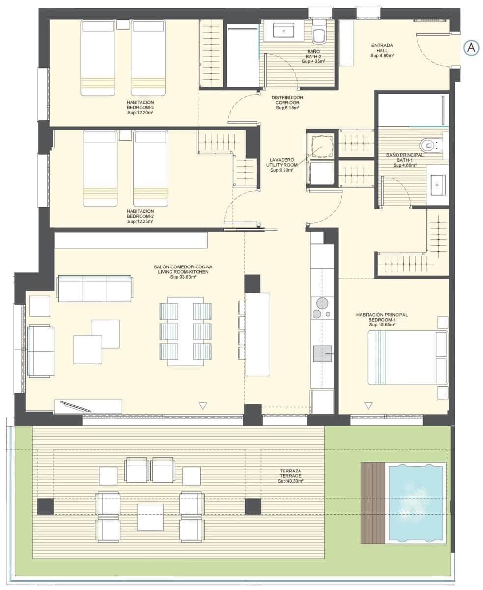 3 bedroom Penthouse for sale in Finestrat with pool garage - € 390,000 (Ref: 7128022)