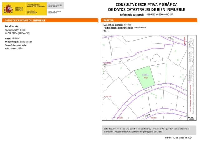 Teren niezagospodarowany na sprzedaż w Orba - 95 000 € (Ref: 8885979)