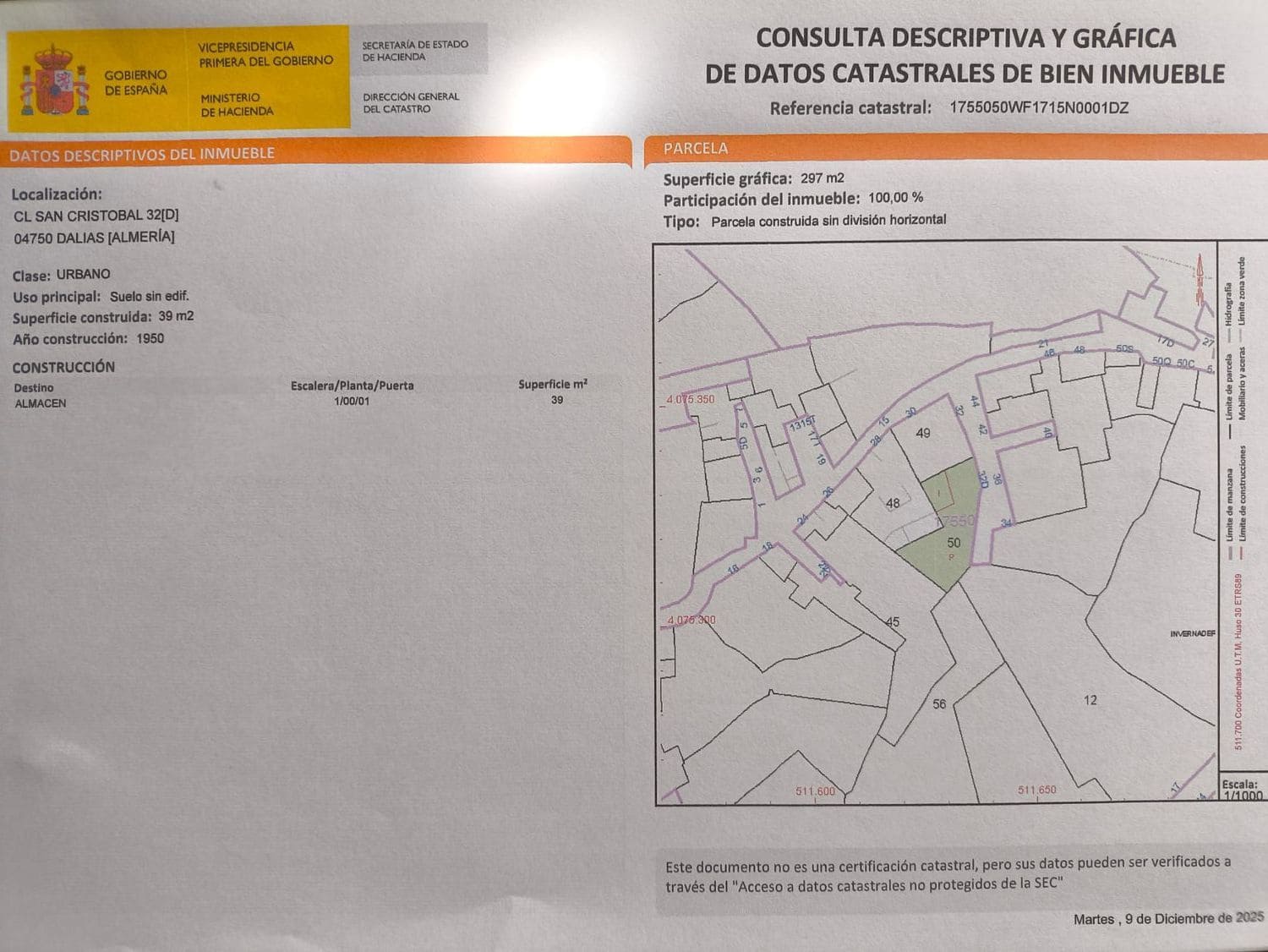 Undeveloped Land for sale in Dalias - € 59,000 (Ref: 9581391)