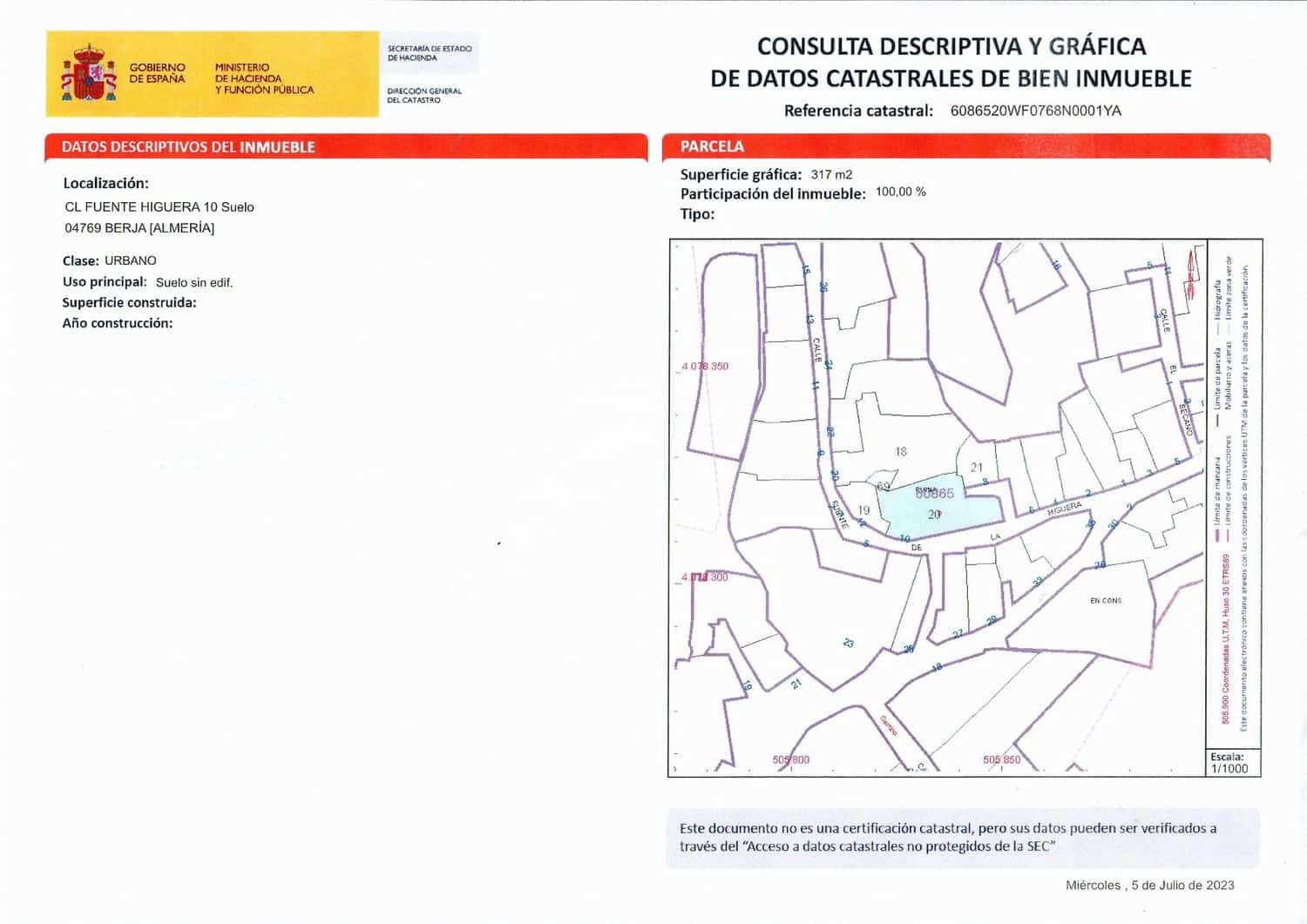 Undeveloped Land for sale in Berja - € 5,900 (Ref: 9721031)