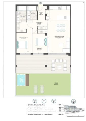 Apartamento de 2 habitaciones en Finestrat en venta con piscina - 360.000 € (Ref: 7480977)
