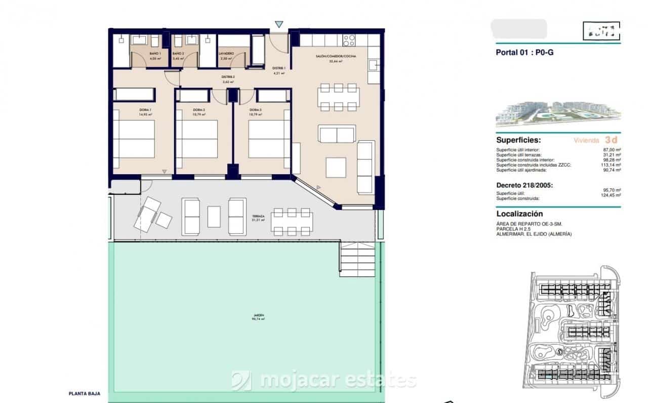 3 soveværelse Lejlighed til salg i Almerimar med swimmingpool garage - € 410.000 (Ref: 9163267)