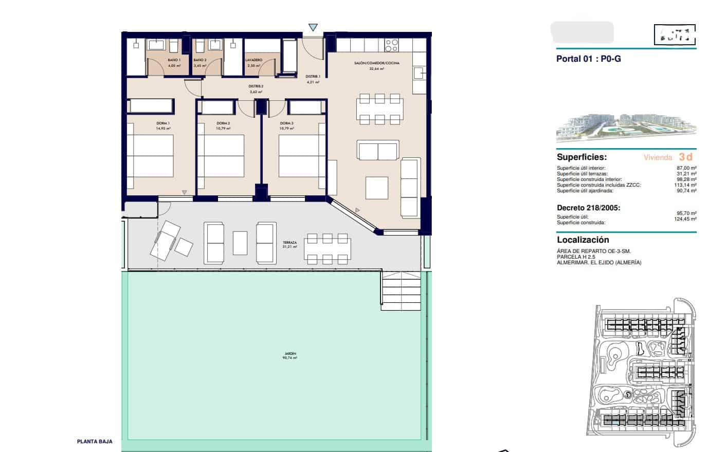 3 soveværelse Lejlighed til salg i Almerimar med swimmingpool garage - € 410.000 (Ref: 9163267)