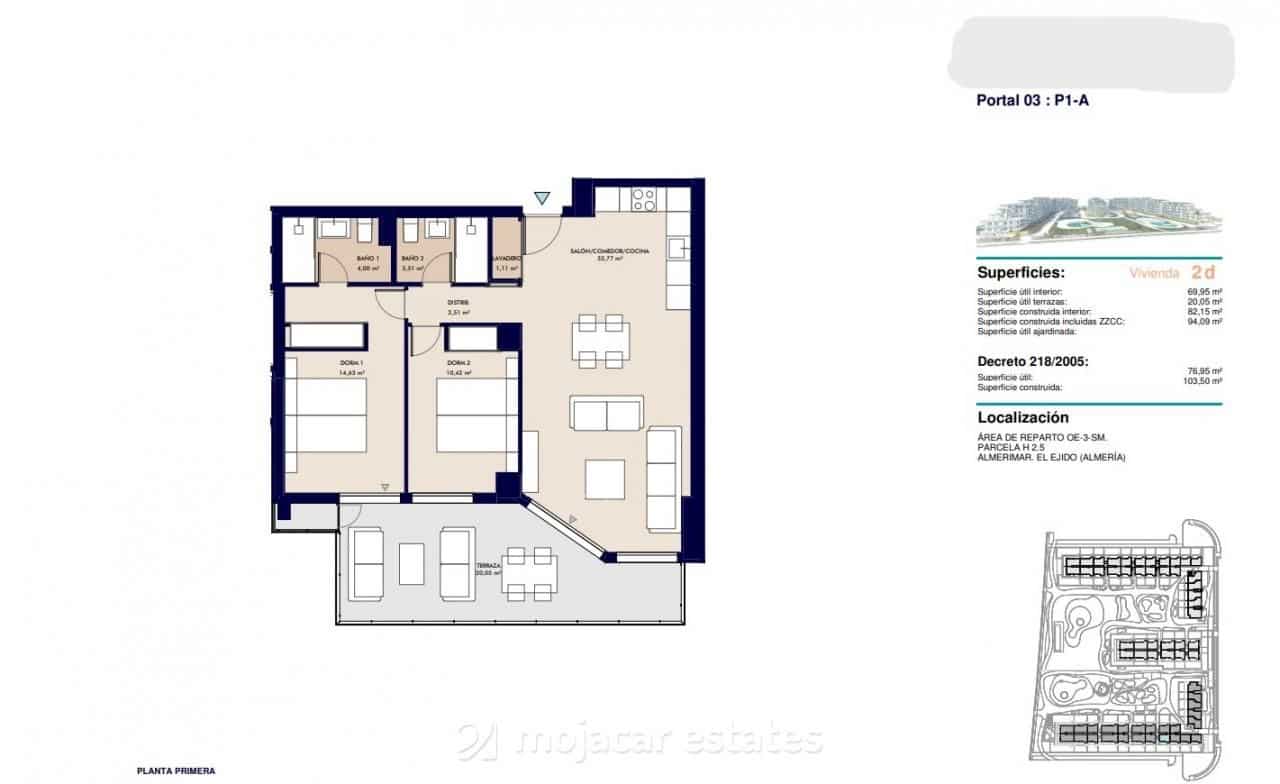 2 soveværelse Lejlighed til salg i Almerimar med swimmingpool garage - € 313.500 (Ref: 9163268)