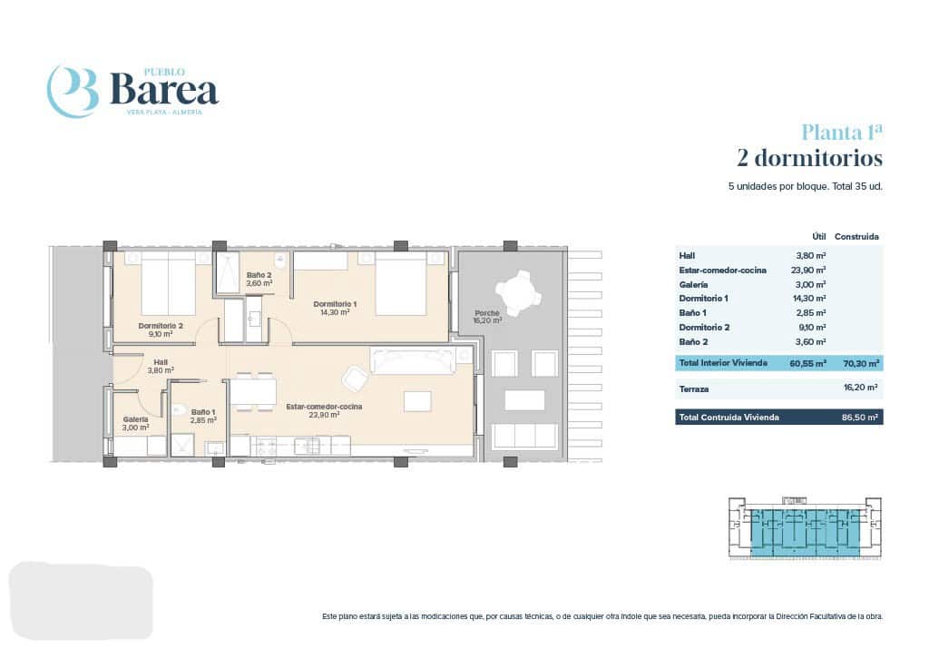 2 soveværelse Lejlighed til salg i Vera med swimmingpool garage - € 210.000 (Ref: 9964540)
