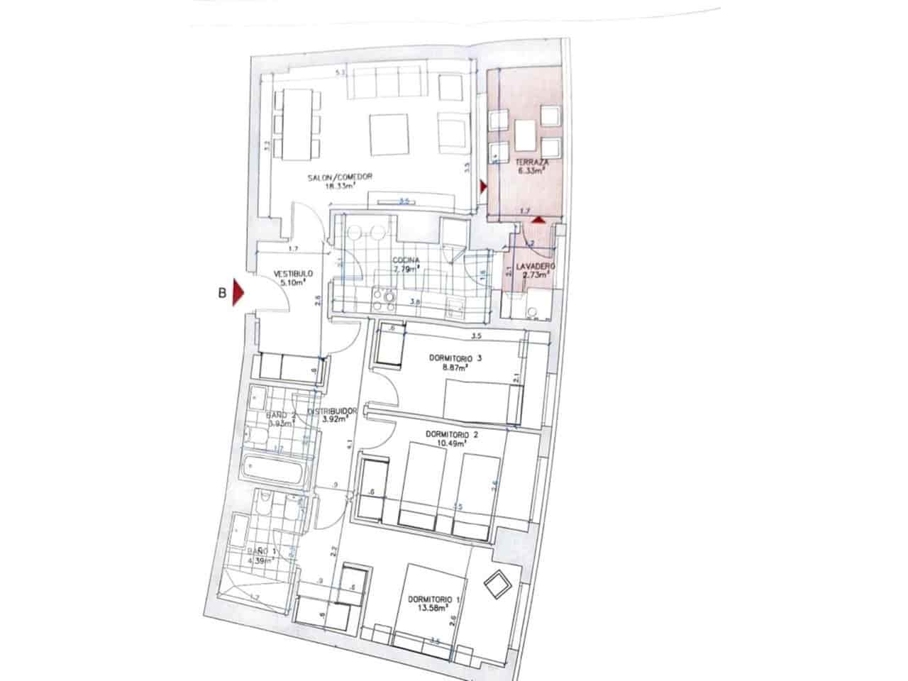 3 soverom Leilighet til leie i Malaga by med svømmebasseng garasje - € 1 650 (Ref: 9334533)