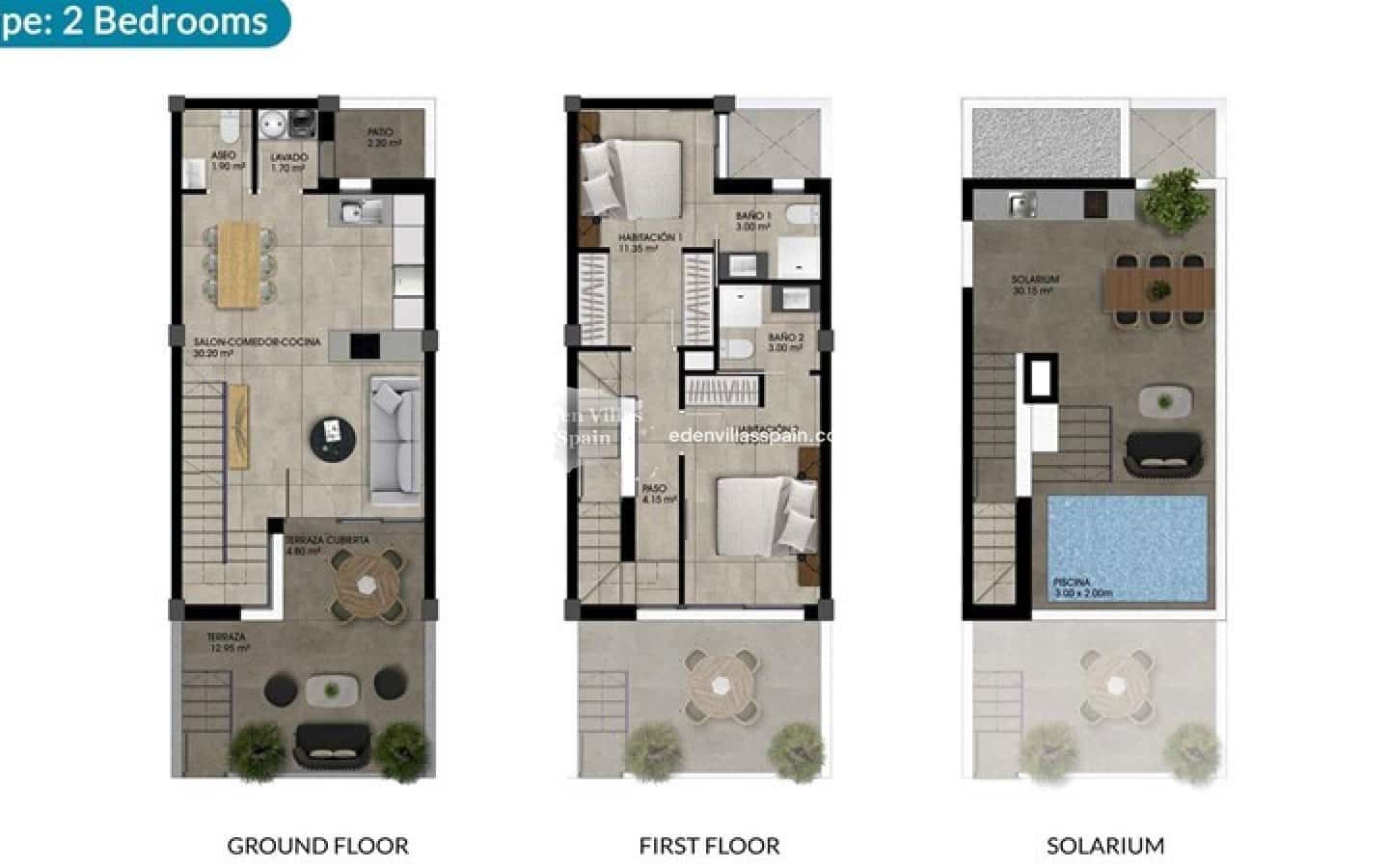 2 soveværelse Byhus til salg i Alicante by med swimmingpool - € 259.000 (Ref: 8835764)