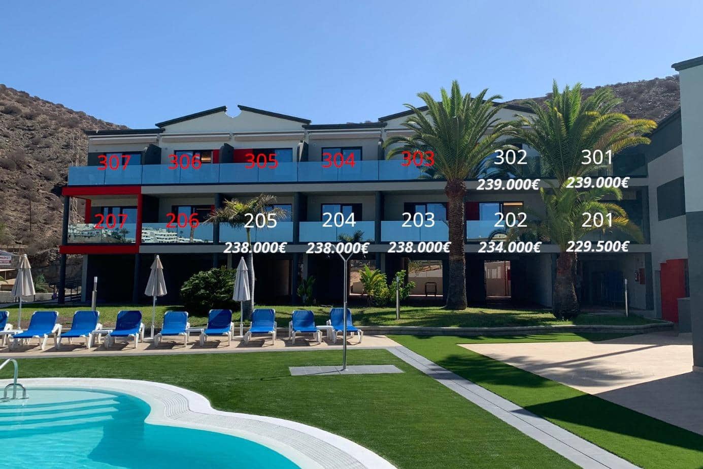 1 quarto Apartamento para venda em Puerto Rico com piscina - 229 500 € (Ref: 9695354)