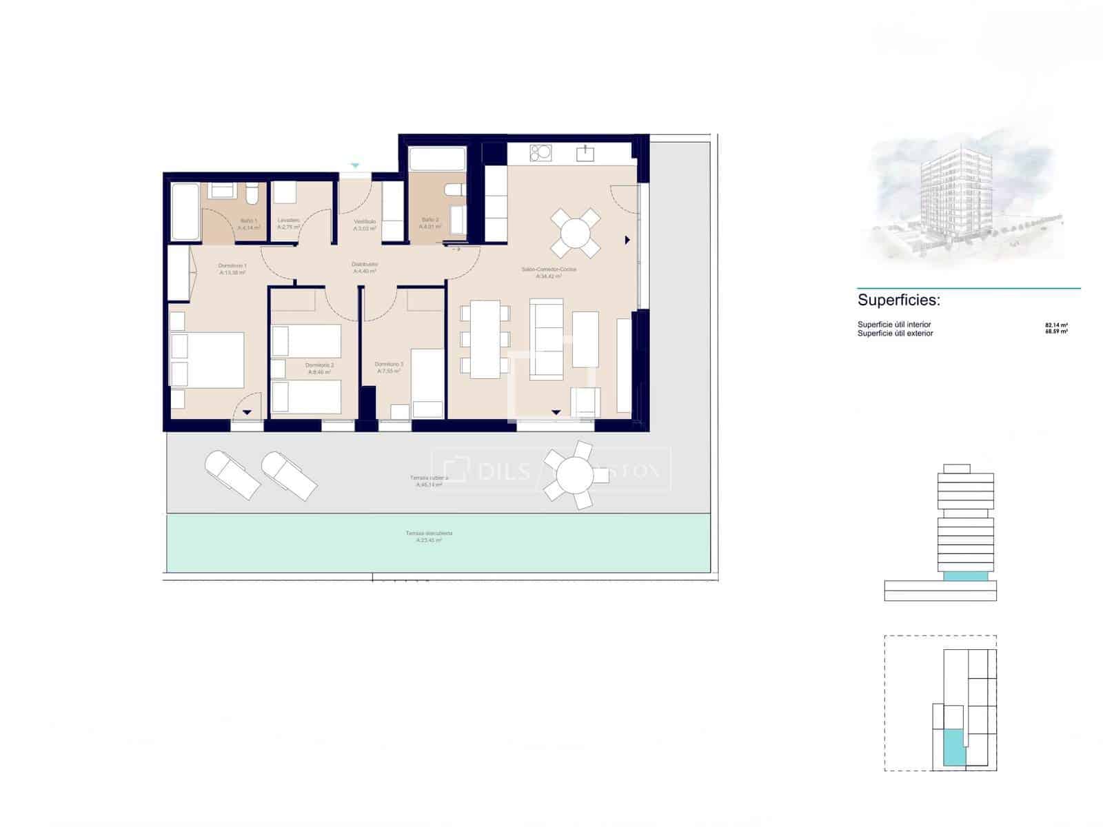 3 sypialnia Apartament na sprzedaż w Vilanova i la Geltru z basenem garażem - 620 000 € (Ref: 10007881)