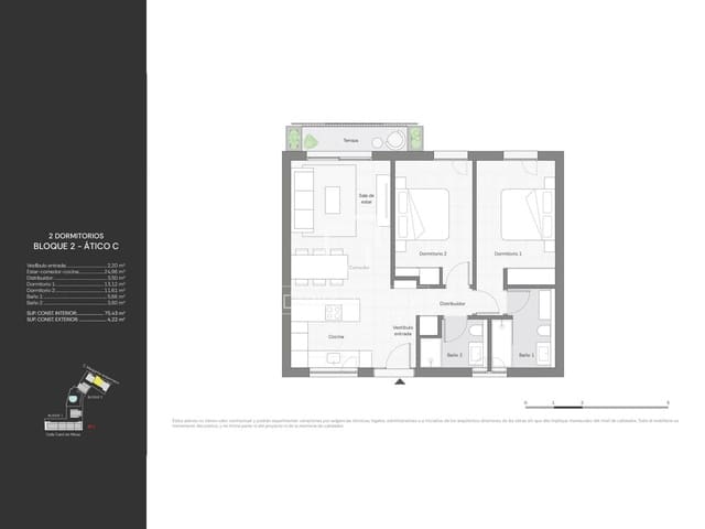 2 quarto Penthouse para venda em Ibiza / Eivissa cidade com piscina garagem - 670 000 € (Ref: 10093679)