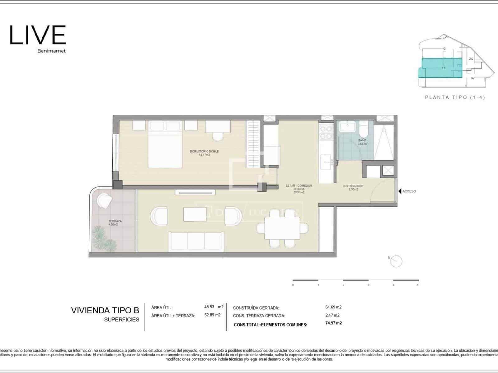 1 soverom Leilighet til salgs i Benimamet - € 219 900 (Ref: 10154079)