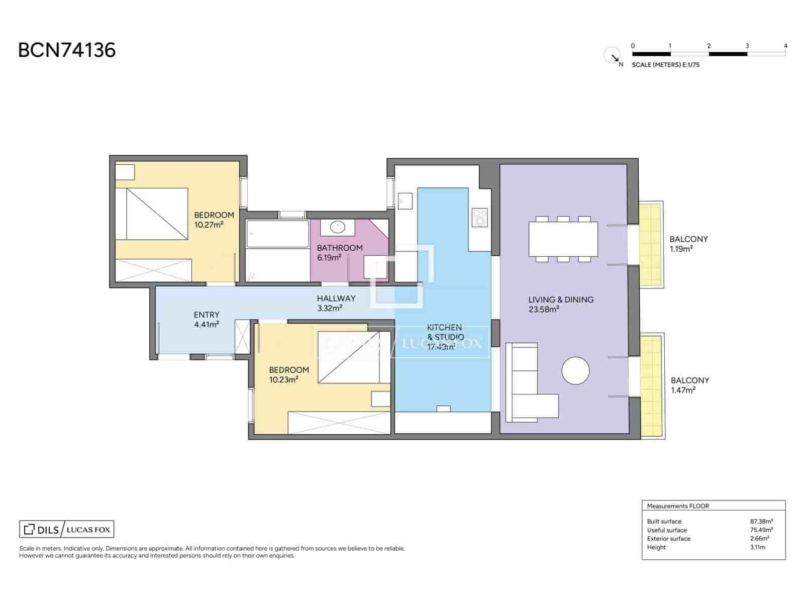 Apartamento de 2 habitaciones en Barcelona ciudad en venta - 760.000 € (Ref: 10185427)