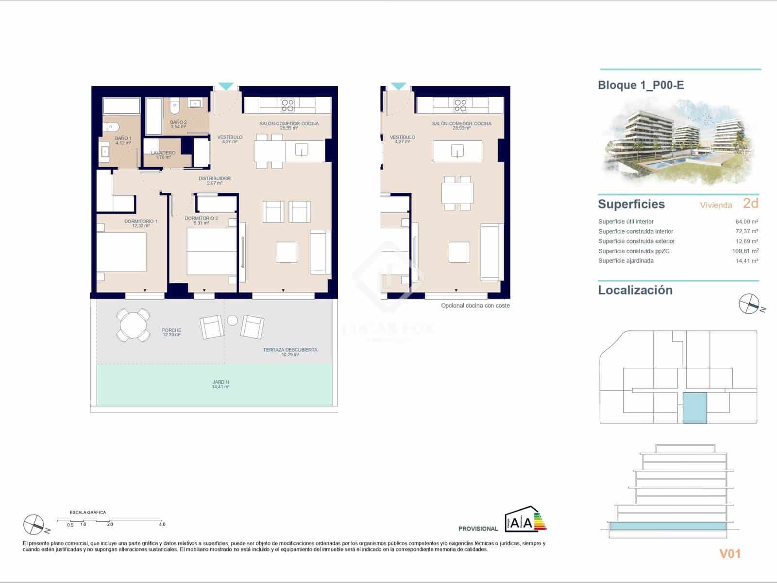 2 soveværelse Lejlighed til salg i La Villajoyosa / Vila Joiosa med swimmingpool garage - € 357.400 (Ref: 8329551)