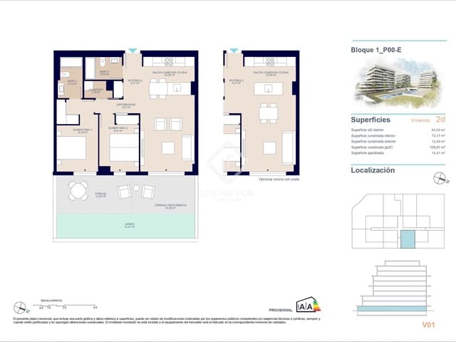 2 soveværelse Lejlighed til salg i La Villajoyosa / Vila Joiosa med swimmingpool garage - € 357.400 (Ref: 8329551)