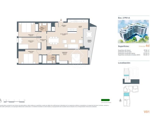3 slaapkamer Appartement te koop in Alicante stad met zwembad garage - € 416.600 (Ref: 8885481)