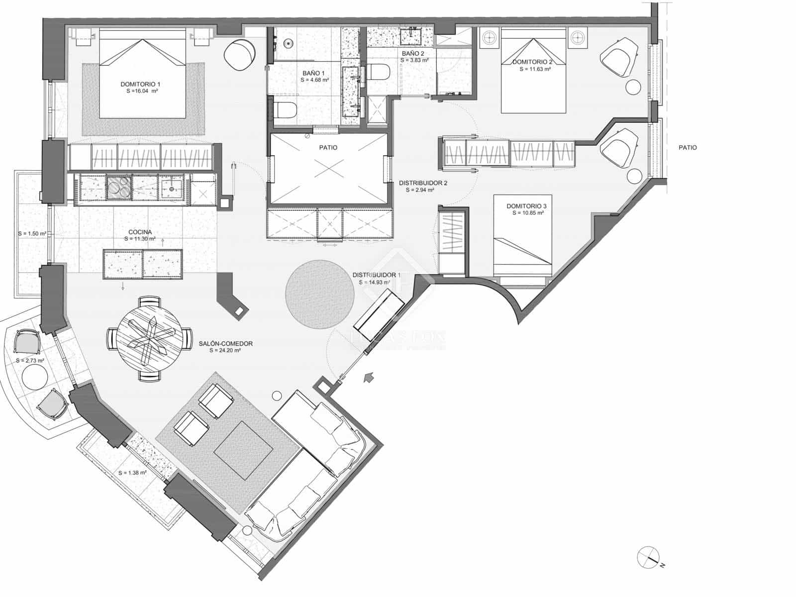 3 soveværelse Lejlighed til leje i Valencia by - € 4.000 (Ref: 8910112)
