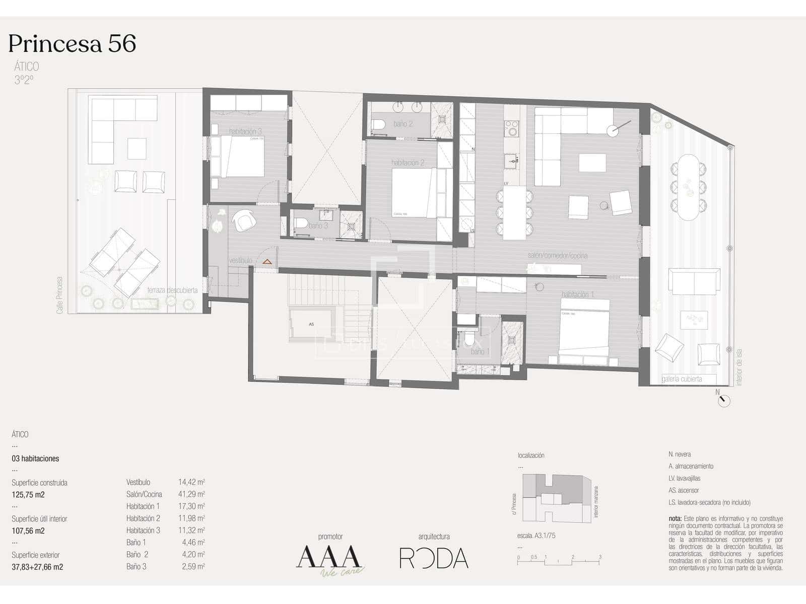 Ático de 3 habitaciones en Barcelona ciudad en venta - 1.795.000 € (Ref: 9019639)